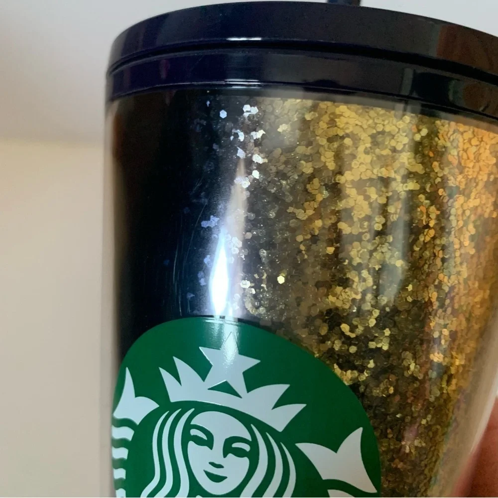 NWT. Starbucks Navy Blue and Gold Glitter Tumbler